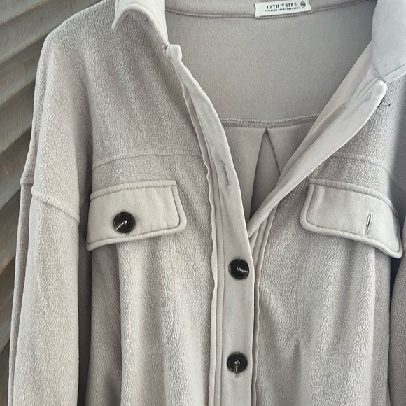 12th Tribe Tan Fleece Shirt Jacket - Picture 4 of 5